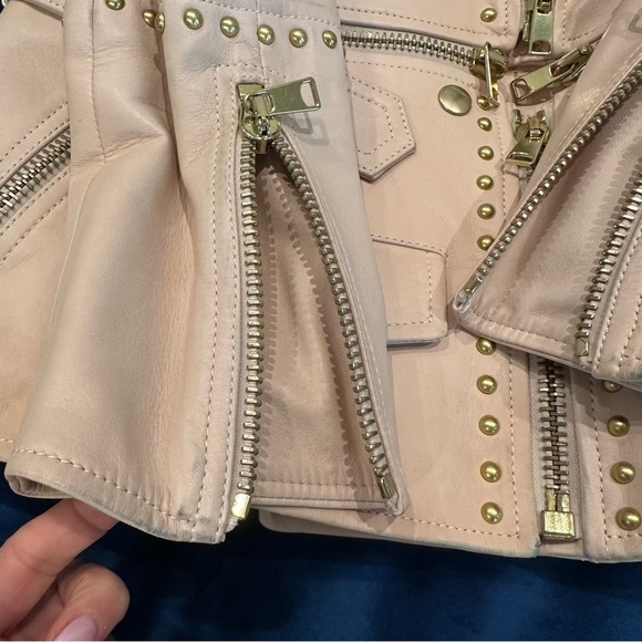 Alexander McQueen Belted Blush Leather Stud Zipper Jacket 40/S - Picture 10 of 14